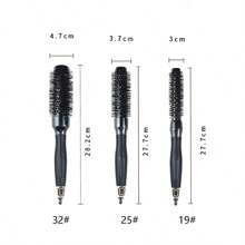 1pc Black Cylinder Curling Comb Ceramic Modeling Nylon Tooth Rolling Comb Salon High Temperature Resistant Smooth Hair Home Large Wave Aluminum Tube Comb - Multicolor - View 5