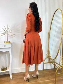 Women Short Dresses - Màu Cam cháy - Xem 2