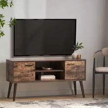 47" TV Stand Entertainment Center: Media Console Table With Shelf For Up To 50" TV - 棕色 - 查看 3