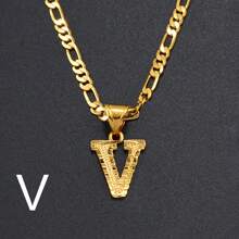 1pc Ladies' Gold Or Silver A-Z Alphabet Pendant Necklace, Charm Jewelry For Birthday/Party/Wedding - Gold - View 34