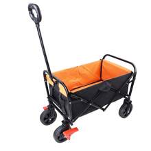 Collapsible Oxford Cloth Steel Frame Foldable Wagon, Heavy Duty Folding Utility Garden Cart With Wheels, Outdoor Portable Garden Cart Utility Wagon For Camping, Garden, Sports,  Beach Cart,Picnic (Multicolor) - Brake+Orange+Black - View 3