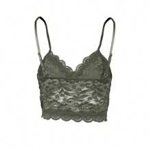 BZB Women's Lace Camisole Soft Crochet Spaghetti Strap Vest Outer Wear Short Camisole Top - 綠色 - 查看 3
