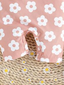 Baby Mädchen Sommerkleidung, gerüschter Ärmel, floraler Muster-Romper, Mehrfarbig