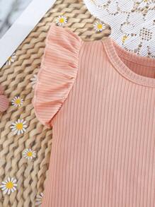 Baby Mädchen Sommerkleidung, gerüschter Ärmel, floraler Muster-Romper, Mehrfarbig