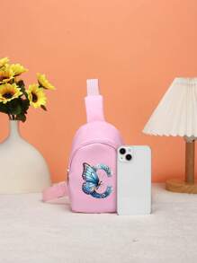 1PC Bé Trai Và Bé Gái Nylon Dây Kéo Đóng Kín Monogram Túi Đeo Trước Ngực Nhỏ Thời Trang, Tất Cả Trong Một Túi Thông Thường Thích Hợp Để Sử Dụng Hàng Ngày - Hồng - Xem 5