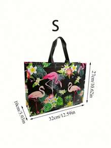 Flamingo Print Tote Bag, Non-Woven Packaging Gift Bag, Large Capacity Handbag For Commute Shopping