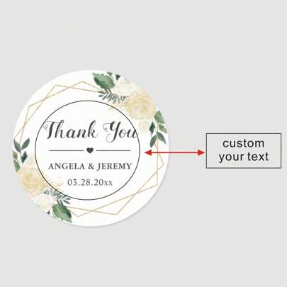 96 Pcs Personalized Round Circle Label Stickers Custom Name Date Thank You Stickers For Bridal Shower Party Favors Fashionable, Colorful, Cute, Adorable, Contracted, Kawaii, Stylish Winter Fashion, Christmas Gift, Christmas Decorations, Personalized Christmas Ornaments, Personalized Gifts For Women/Men, Christmas Accessories, Wedding Favors