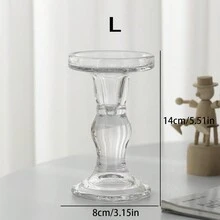 1 pieza Candelabro de columna romana de vidrio vintage, decoración romántica francesa de velas - transparente - Ver 8