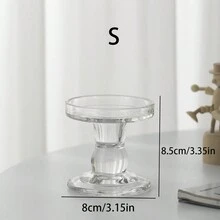 1 pieza Candelabro de columna romana de vidrio vintage, decoración romántica francesa de velas - transparente - Ver 6