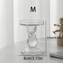 1 pieza Candelabro de columna romana de vidrio vintage, decoración romántica francesa de velas - transparente - Ver 7