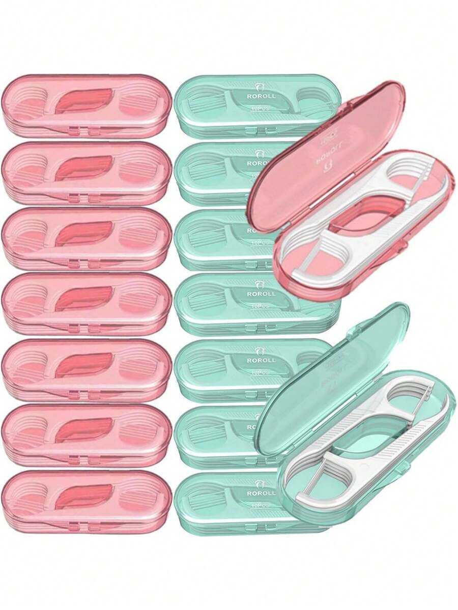 可攜式一次性牙線分配器-高韌性、深層清潔、符合人體工程學設計和防滑握把（盒裝+一次性牙線） - 彩色 - 查看 1