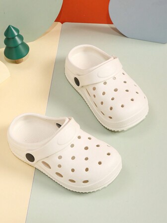 全新夏季男女款平底防滑柔软可转换木屐鞋，纯色透气儿童鞋，适合孩子度假的百搭沙滩木屐