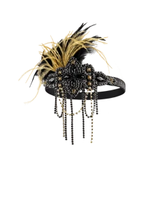 1 件 20 世纪 20 年代头饰轻佻女郎头带 - 咆哮的 20 年代水晶歌舞女郎发带了不起的盖茨比头带，配有人造羽毛万圣节 - A - 查看 12