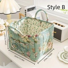 1pc Multi-Functional Korean Style Storage Basket – Charming Pastoral Print, Portable Organizer For Underwear & Sundries – Versatile Room Decor For Kitchen, Bathroom, Bedroom, Dorm & Office Gift Bag Party Kitchen - Type a - View 14