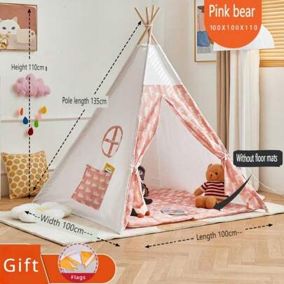 1.35米兒童玩具屋帳篷，可攜式兒童蒙古包小屋，貓頭鷹、北極熊、兔子卡通帳篷，女孩玩具房裝飾