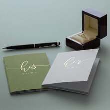 2PCS Wedding Vow Books, Vow Books His And Hers With Gold Foil Lettering, 28 Pages With Plenty Of Space To Write Your Vows, Perfect Wedding Essentials For Your Wedding Day Back To School - Olive & White - View 5