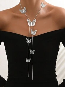 1pc Fashion New Geometric Asymmetrical Circle European And American Style Versatile Necklace - Silver - View 2