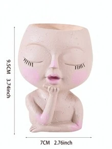 Maceteros con forma de cabeza de mujer con cara, macetas con forma de cabeza de señora, macetas con caras de niñas lindas, macetas con forma de busto de estatua, maceteros redondos para suculentas de mujer con drenaje, para plantas de interior y exterior, moderno jarrón con orificios de drenaje - Multicolor - Ver 5