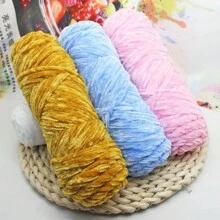 QJH 1pc/2pcs Velvet Chenille Yarn, Soft & Warm Hand Woven Yarn Thread, Perfect For DIY Crochet And Knitting Creative Projects, Ideal For Weaving Scarves, Blankets, Hats, Sweaters