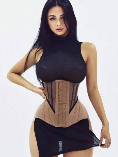 1入女性25鋼骨腰部訓練束褲，4層高壓縮，擁有減輕腰部和腹部的控制帶，適用於運動