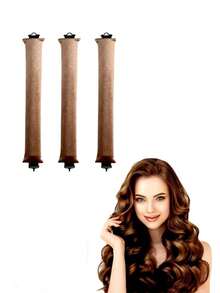 3pcs Rubber Magic Hair Curlers With 3 Hooks, Heatless Wave Curling Tool For Sleeping Curling - Multicolor - View 3