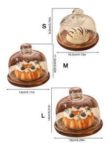 新款复古日式樟木蛋糕托盘，多功能餐盘，适用于家庭厨房、餐厅、客厅，可盛放糖果、饼干、面包，也适用于婚礼、派对、礼品、生日等场合。 - 棕色 - 查看 3