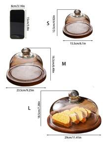新款复古日式樟木蛋糕托盘，多功能餐盘，适用于家庭厨房、餐厅、客厅，可盛放糖果、饼干、面包，也适用于婚礼、派对、礼品、生日等场合。 - 棕色 - 查看 4