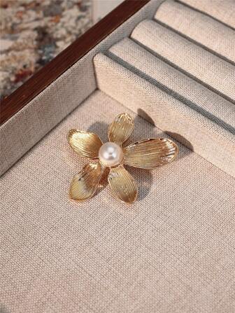 Yuan Shuo 1pc Vintage Style Flower & Faux Pearl Brooch Valentines,Mom,Mother,Mother's Day,Gift