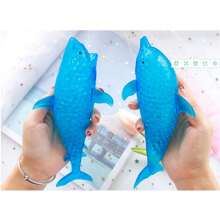 1 件创意柔软玩具软球，可爱海豚鲨鱼设计，缓解压力挤压玩具，抗压球，蓬松柔软，蓝色柔软玩具 - 藍色海豚 - 查看 3