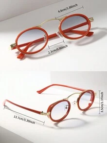 1 Par de Óculos de Moda de Estrutura Pequena e Oval, Estilo Retrô para Mulheres. Óculos de Moda Futurista Steampunk de Metal.
