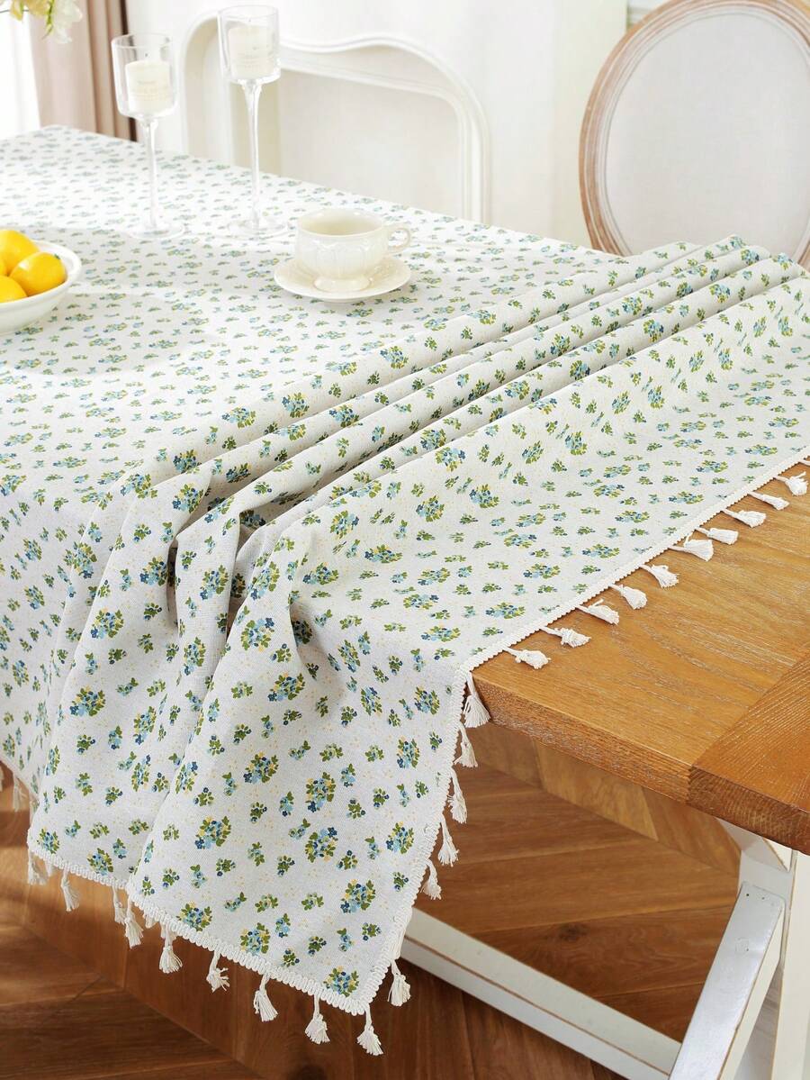 1 Khăn trải bàn hình chữ nhật in hoa màu xanh Ditsy, dùng cho bàn cà phê/tủ giày/tủ đầu giường, vỏ chống bụi cho trang trí nhà kiểu nông thôn, thích hợp cho các bữa tiệc/bữa tối/tiệc sinh nhật/cắm trại/dã ngoại/vườn/nhà hàng phương Tây/khách sạn/trang trí bàn trang điểm - Nhiều màu - Xem 1