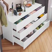 6 Drawers Double Dresser, Wooden Chest Of Drawers, Dresser For Bedroom, Living Room, Entryway - 白色 - 查看 5