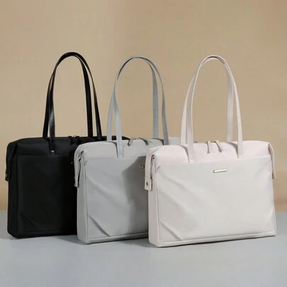 1pc 14 Inches Large Capacity Simple Fashion Multi-Functional Computer Storage Hand Bill Shoulder Laptop Bag Compatible With Macbook