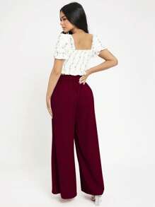 Women Pants - Burgundy - View 2
