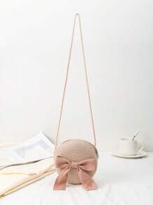 Children's Woven Straw Crossbody Bag For Beach - Beige - View 17