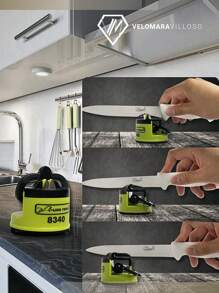 Knife Sharpener Kitchen Knives 2 Stages Professional Chef Suction Cup For Fixation - Green - View 2