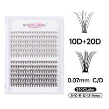 Arison 12 filas 10D + 20D pestañas personales DIY de diferentes longitudes extensiones de pestañas unidas por calor,pestañas pestans extensiones de pestañas - Negro - Ver 2