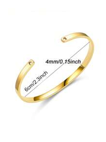 4mm刻字定制名字手環，女士金色不鏽鋼手環，刻字禮物 - 銀色 - 查看 2