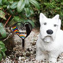 1入組寵物狗紀念墓碑金屬墓誌碑釘式花園紀念牌，適用於墓地、花園、戶外裝飾 - 彩色 - 查看 1