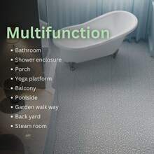 FKZNPJ 12 X 12 Inch Gray Interlocking Deck Tiles Plastic Waterproof Outdoor All Weather Anti-Slip Bathroom Shower Balcony Porch Strong Weight Capacity Upto 440 LBS, Pebble Stone Pattern Pack Of 12