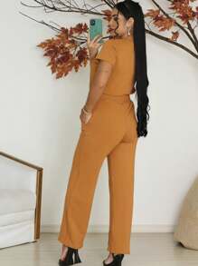 Women Two-Piece Outfits - Camel - View 3