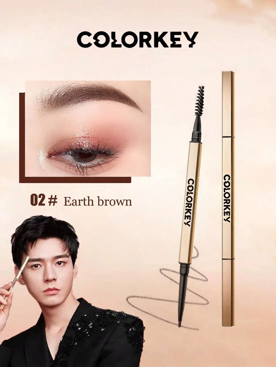 Colorkey Kelaqi小金筷眉筆持久防水、防汗、不易脫落、超薄、野生眉毛,自然立體效果- 0.07g - 02大地褐 - 查看 1