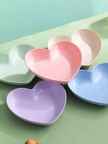 1/10 piezas Plato de plástico con forma de corazón, adecuado para contener dulces, frutas, uso en el hogar y fiestas - Rosa - Ver 5