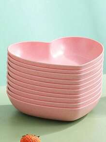 1/10 piezas Plato de plástico con forma de corazón, adecuado para contener dulces, frutas, uso en el hogar y fiestas - Rosa - Ver 2