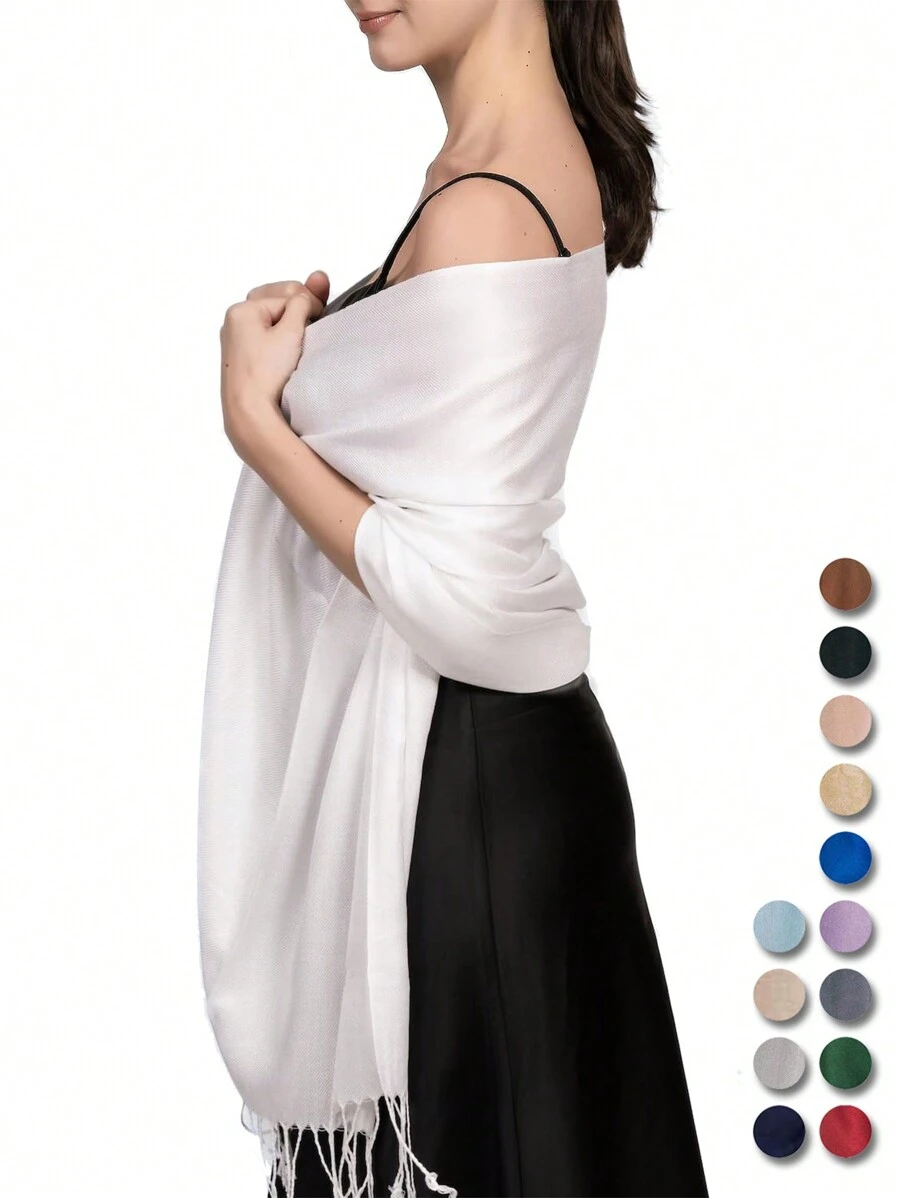 FADZOYLE 1 件装 Pashmina 披肩和围巾 羊绒质感纯色大号柔软 Pashminas 婚礼披肩 女士日常生活晚礼服旅游办公和礼品配饰女士