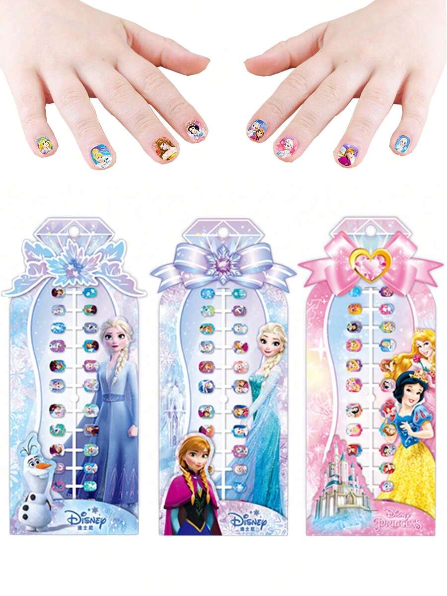 24Pcs/Set Genuine Disney Cartoon Nail Wearing Armor Hard Shell For 3