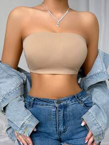 Áo ngực liền mạch màu hoa mai dành cho nữ - Màu be - Xem 3