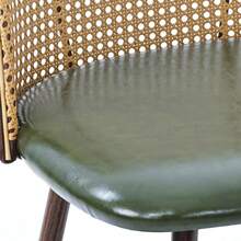 Uniquely Designed Bar Stool 2-Piece Set, PU Seat Cushion PE Rattan Backrest, Suitable For Restaurants, Kitchens, Bars, Etc - Green - View 3