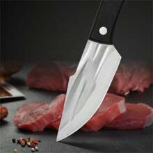 Mini Faquinha Bainha de Couro CYL-47 21 cm,Faca Multifuncional em Aço Inoxidável com Cabo de Madeira Vermelha e Bainha de Couro Inclusa, Mini Faca de Cozinha e Churrasco, Ferramenta de Corte Portátil Ideal para Acampamento, Pesca e Uso Diário, Leve e Durável. - Marsala - Visão 6