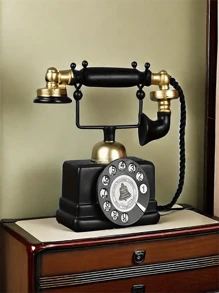 1pc Classic Retro Decorative Telephone, Nostalgic Antique Landline Phone, Home/Office Decor, Photography Prop, Unique Gift For Valentine's Day, Thanksgiving, Housewarming - Black - View 5